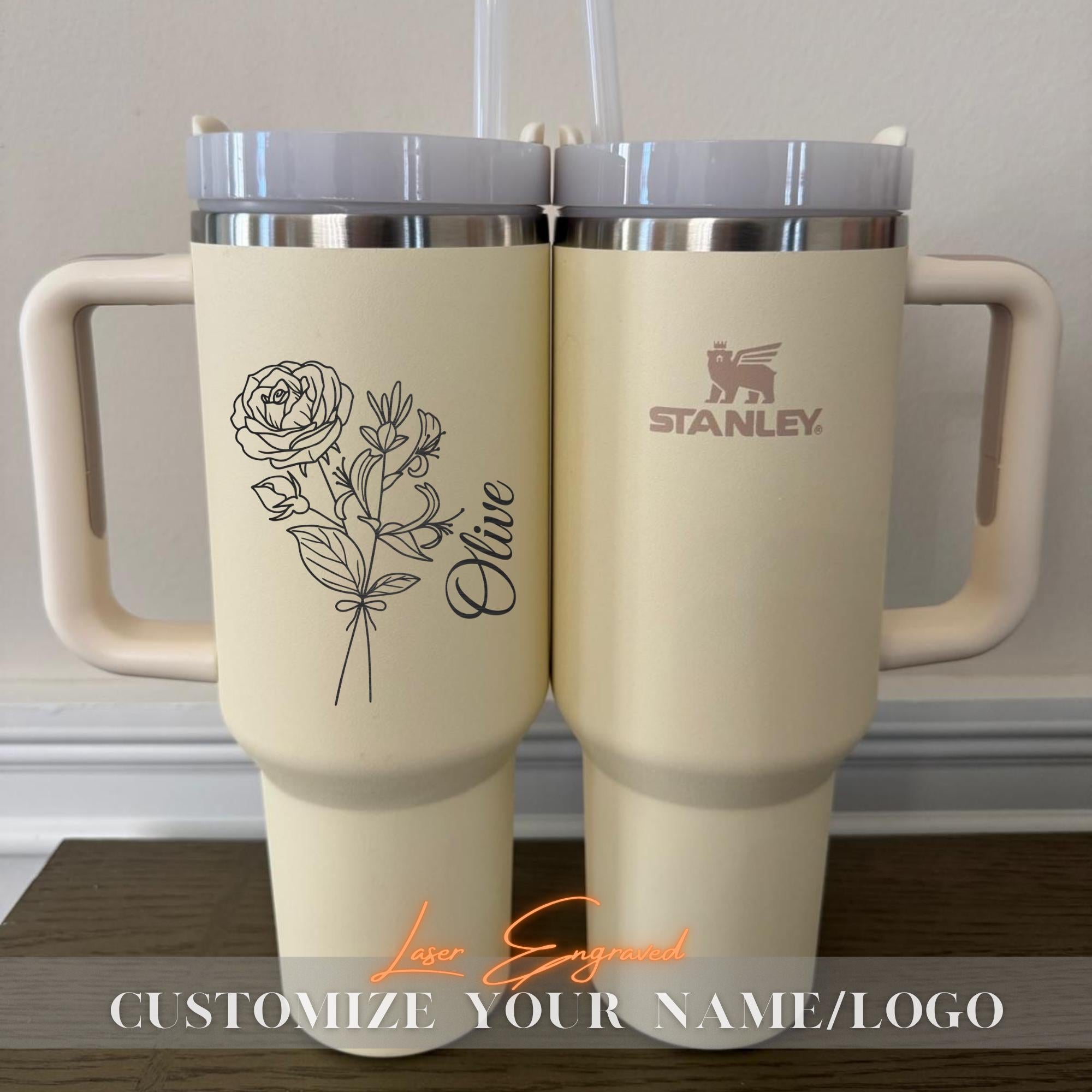 Personalized Stanley 40oz Tumbler Cup, Custom Engraved Tumblers, Bridesmaid Proposal Gift, Gifts for Her, Insulated Travel Mug, Custom Logo