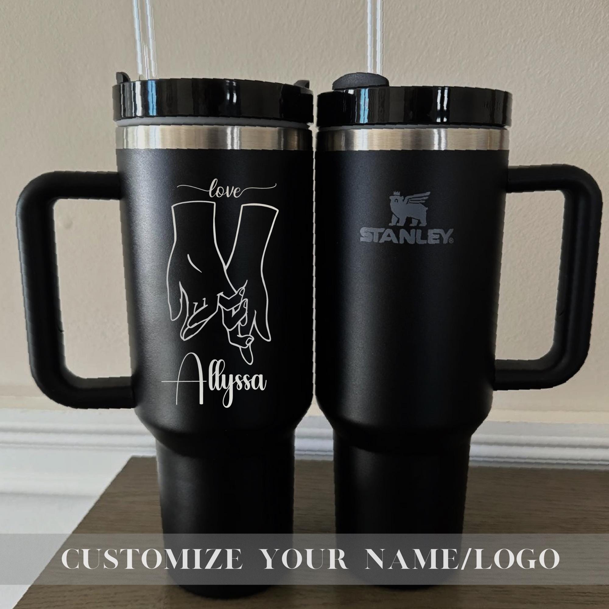 Customized Stanley 40oz Cup of Love – Engraved Couple Names, Engagement, Wedding, & Anniversary Gift – Perfect Personalized Galentine Gifts