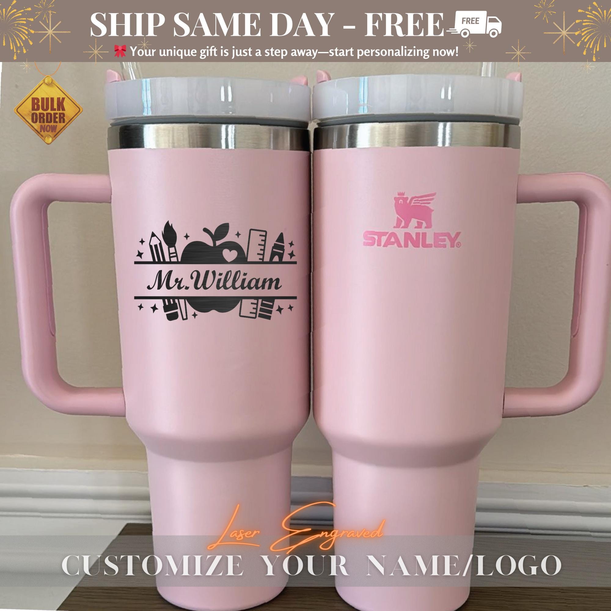 Personalized Stanley 40oz Cup Teacher Appreciation Gift Bulk, Custom Engraved Teacher 40oz Tumbler, Teacher Gift, Thank You Gift for Teacher