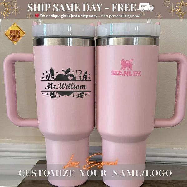 Personalized Stanley 40oz Cup Teacher Appreciation Gift Bulk, Custom Engraved Teacher 40oz Tumbler, Teacher Gift, Thank You Gift for Teacher