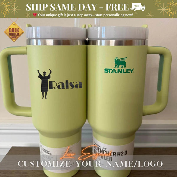 2025 Senior Gift Tumbler | Custom Stanley-Inspired 40oz Cup | Engraved Name, School, Teacher, Graduation Year