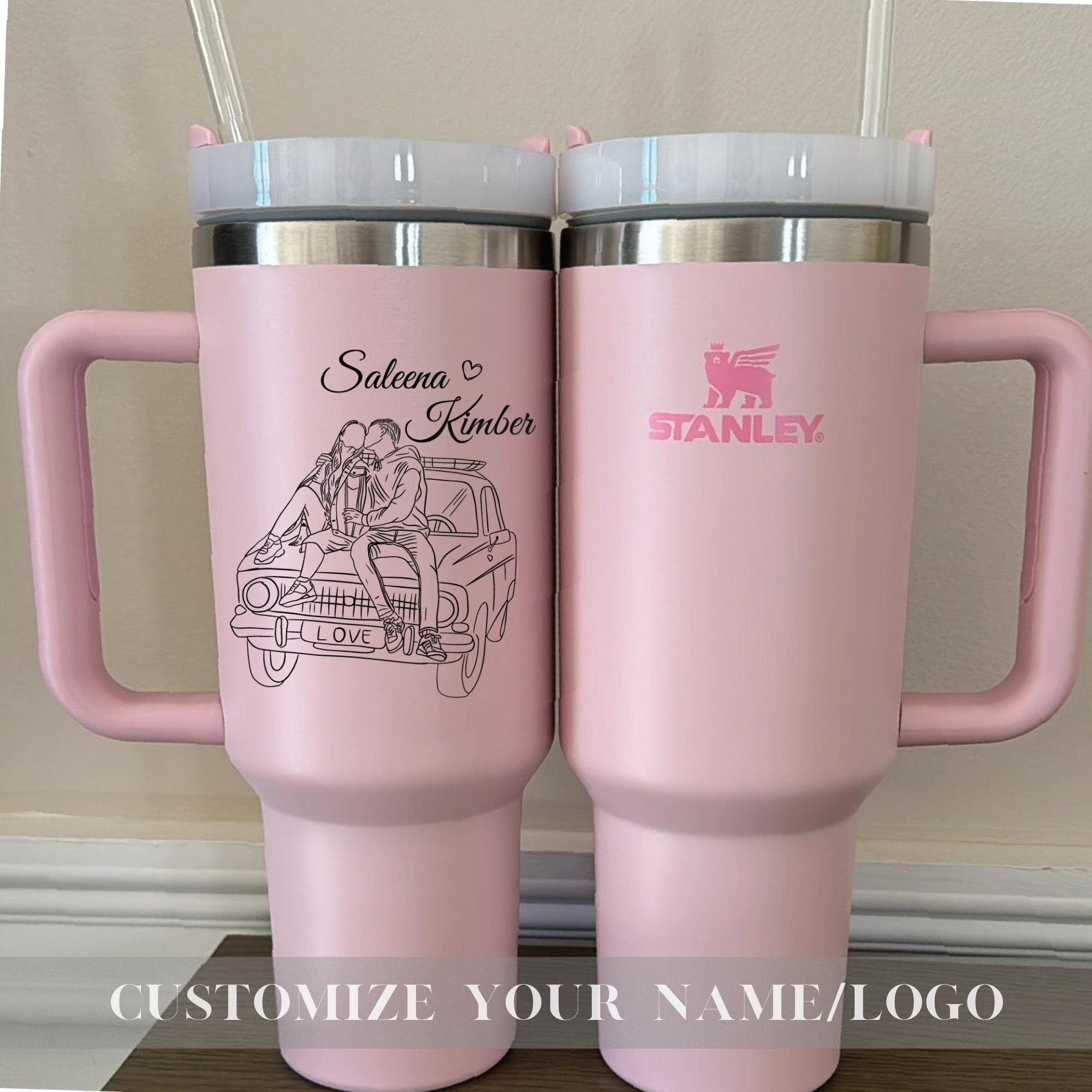 Personalized Stanley 40oz Tumbler,Valentines Day Gift For Her, Insulated Travel Mug,Custom 40oz Tumblers,Engraved Couple Names 40oz Tumbler