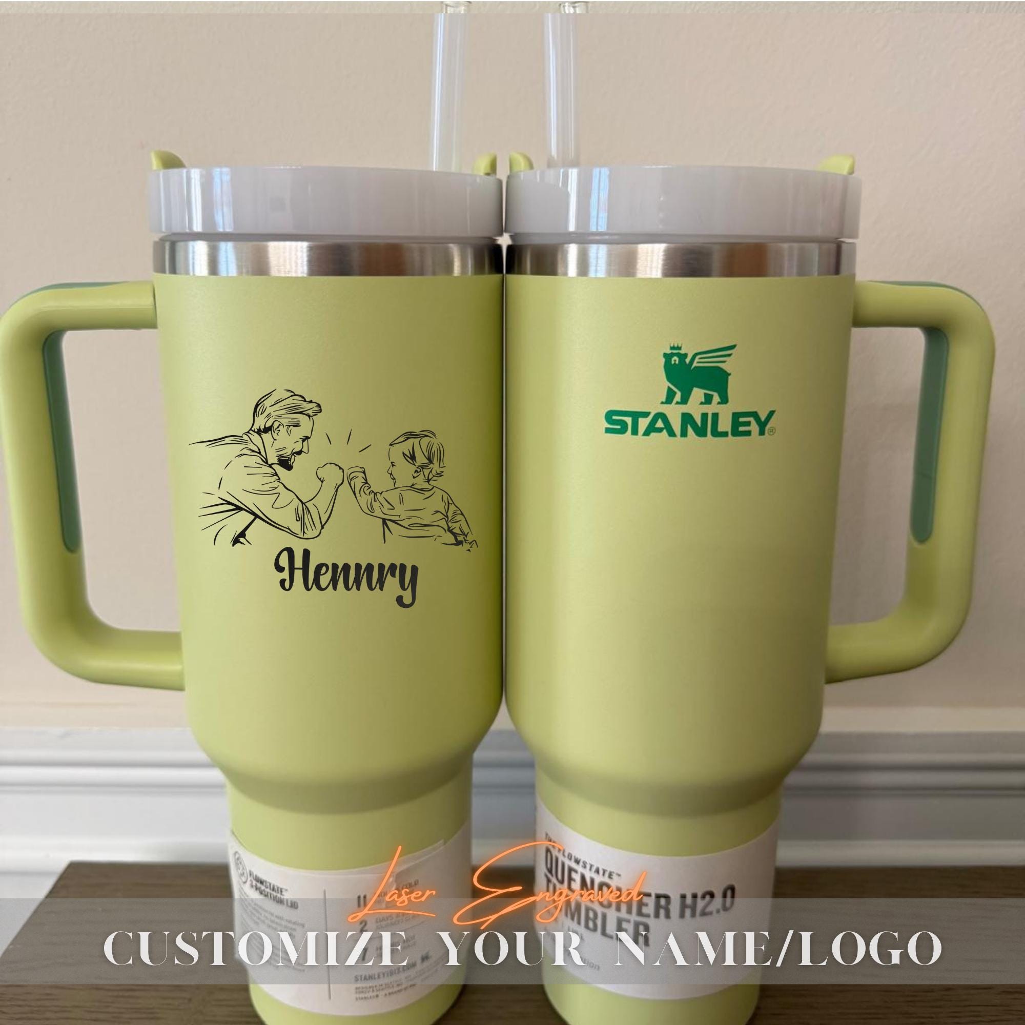 Dad Fist Bump Kids Names Tumbler, Father's Day Gift for Daddy, Tumbler Laser Engraved 40oz Stainless Steel Cup, Personalised Tumbler for Dad