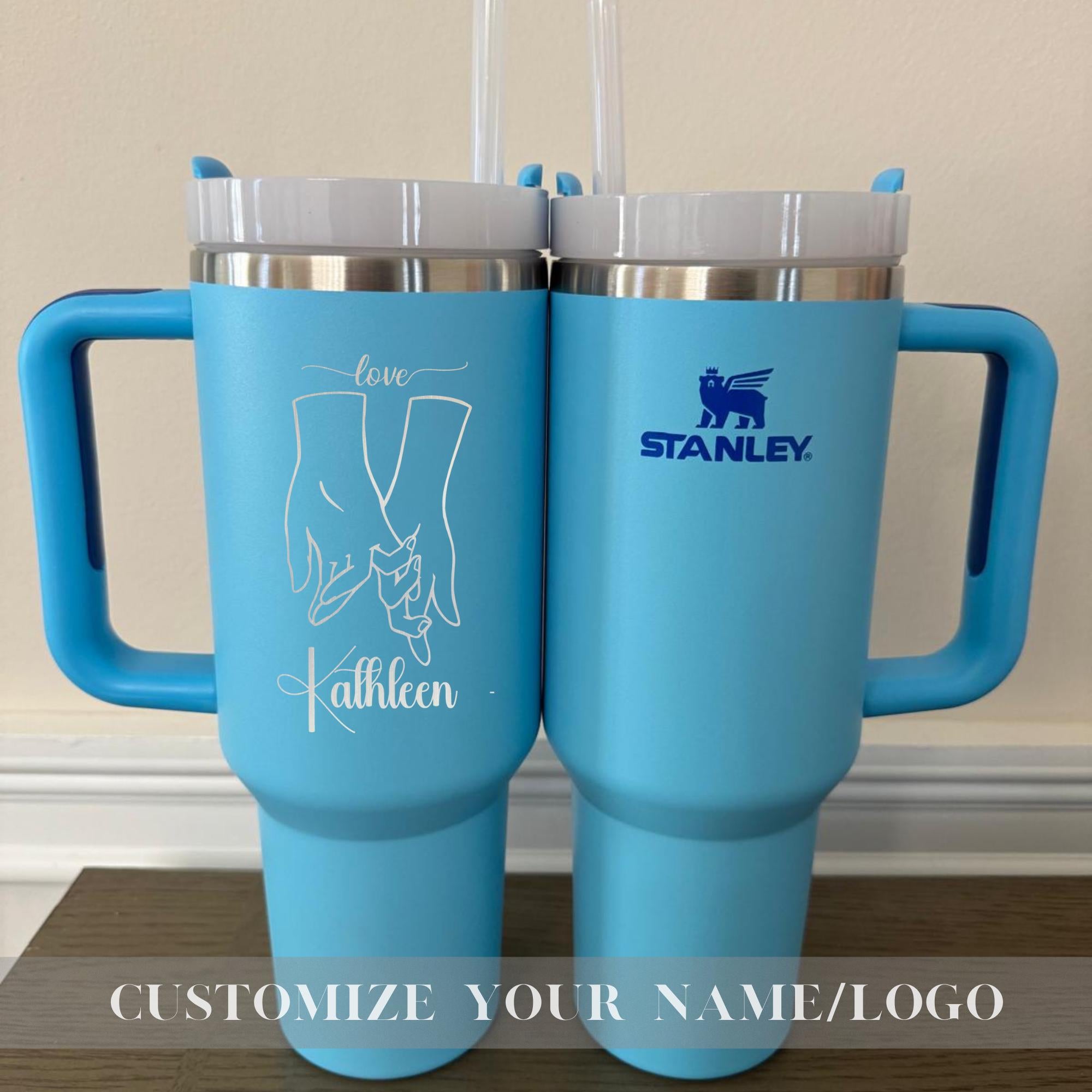Customized Stanley 40oz Cup of Love – Engraved Couple Names, Engagement, Wedding, & Anniversary Gift – Perfect Personalized Galentine Gifts