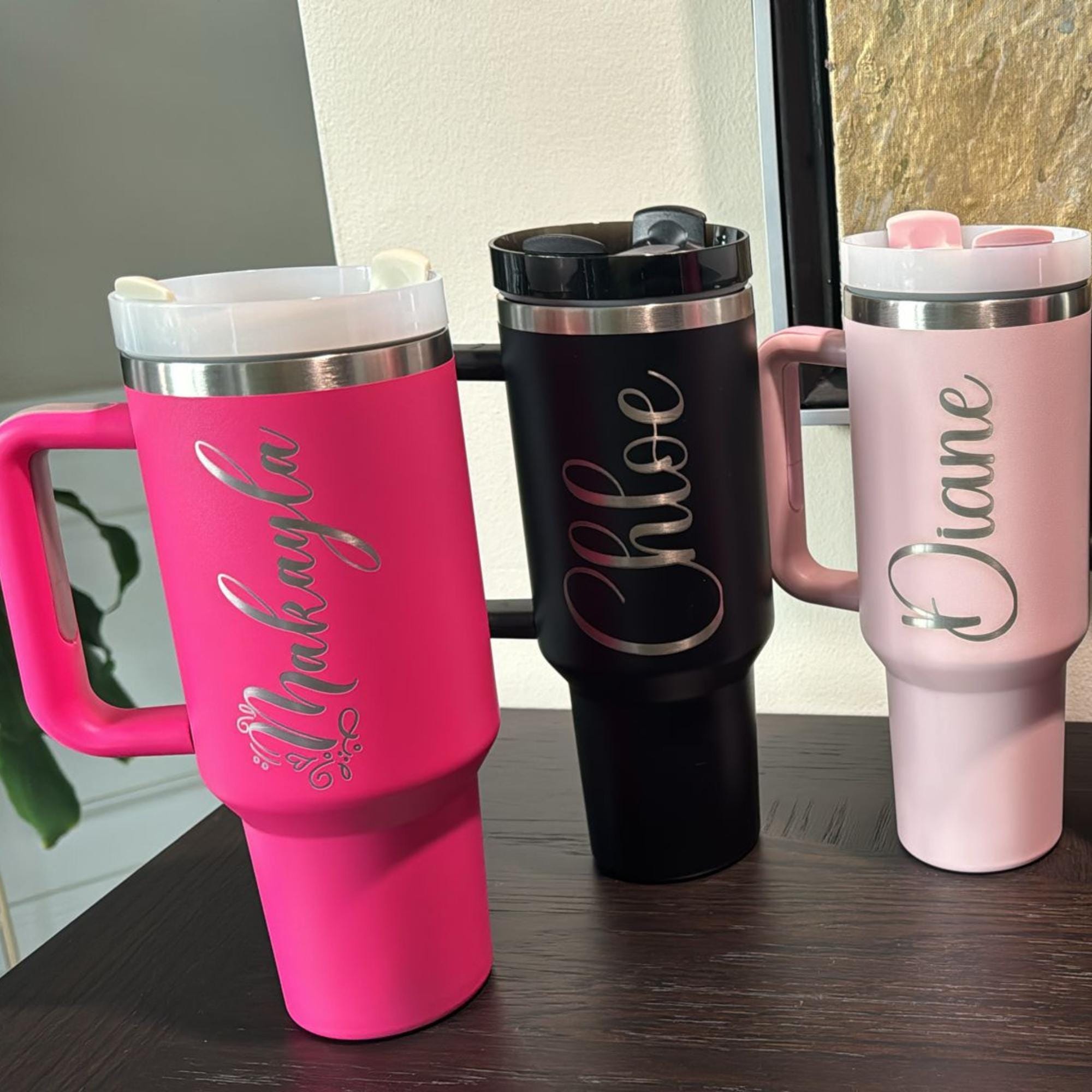 Personalized Stanley Cup, Custom Engraved Tumblers, Birth Month Flower, Custom Logo Tumbler, Gifts for Her, 40oz Quencher