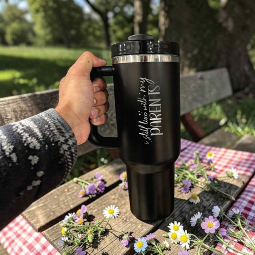 Personalized Stanley 40oz tumbler for Dad with custom laser engraved name Father's Day gift