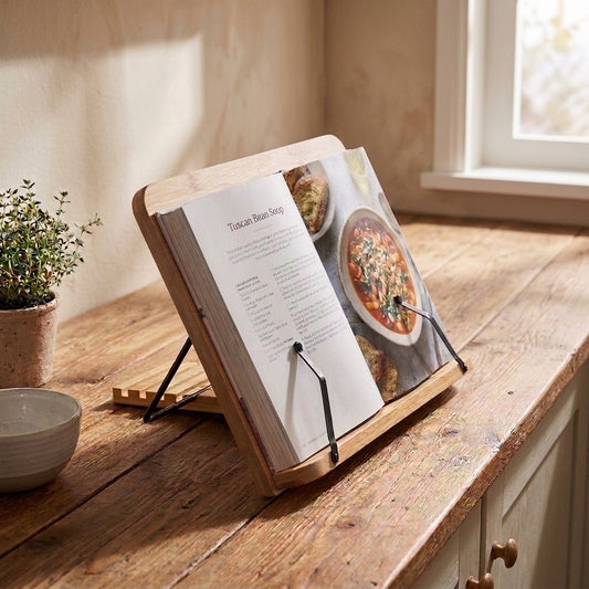 Personalized Bamboo Recipe Book Holder Adjustable Stand Housewarming Gift Custom Engraved