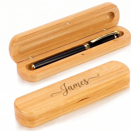 Personalized Wooden Pen Box Magnetic Closure Display Case Gift for Him Custom Engraved