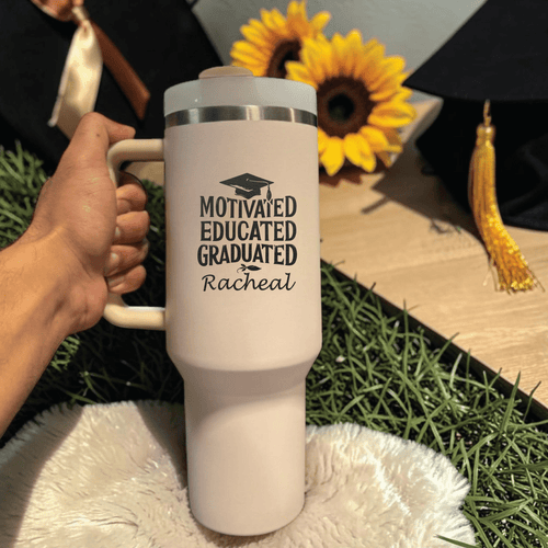 Med School Graduation Gift Tumbler | Laser Engraved Stanley 40oz, Personalized Doctor Name Cup, MD Grad Mug for Her Him - Us Engravo