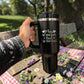 Custom Stanley 40oz cup for Grandma and Nana featuring  names and a botanical flower garden laser engraving on a tumbler.
