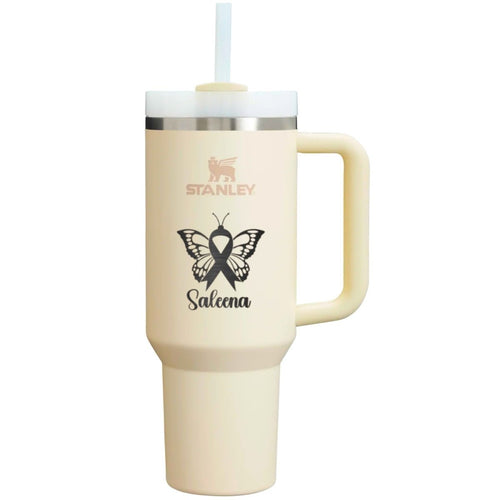 Personalized 40oz Stanley Tumbler - Breast Cancer Awareness Edition | Custom Engraved Warrior & Survivor Gift - Us Engravo