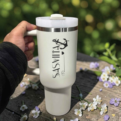 Set sail with a custom Anchor design Stanley 40oz tumbler. Personalized with name engraving perfect nautical gift for men,