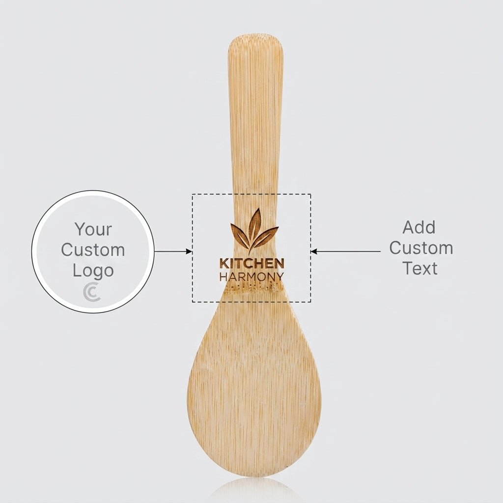 Personalized Bamboo Rice Paddle Non Stick Wooden Serving Spoon Housewarming Gift Custom Engraved - Us Engravo