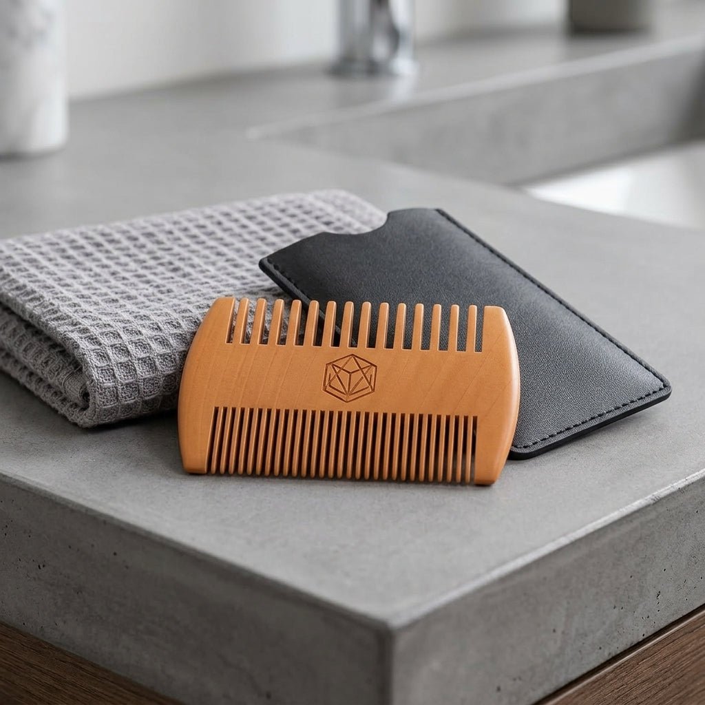Personalized Beard Comb Peach Wood with Leather Case Gift for Him Custom Engraved - Us Engravo