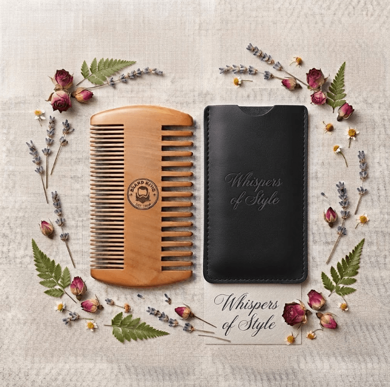 Personalized Beard Comb Peach Wood with Leather Case Gift for Him Custom Engraved - Us Engravo