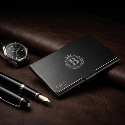 Personalized Business Card Holder, Engraved Slim Metal Card Case, Corporate Gift for Him or Her, Custom Engraved - Us Engravo
