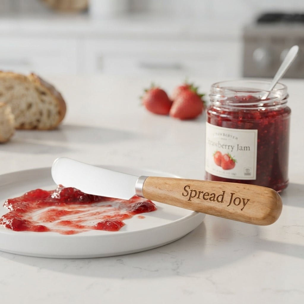 Personalized Butter Knife Spreader Wooden Handle Cheese Knife Housewarming Gift Custom Engraved - Us Engravo