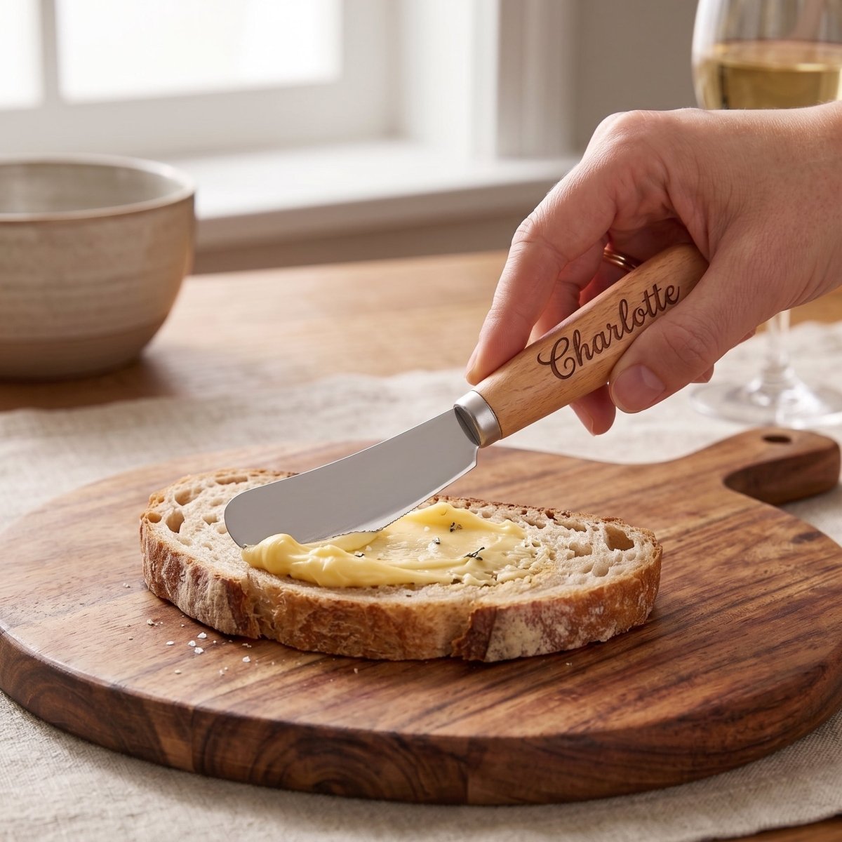 Personalized Butter Knife Spreader Wooden Handle Cheese Knife Housewarming Gift Custom Engraved - Us Engravo