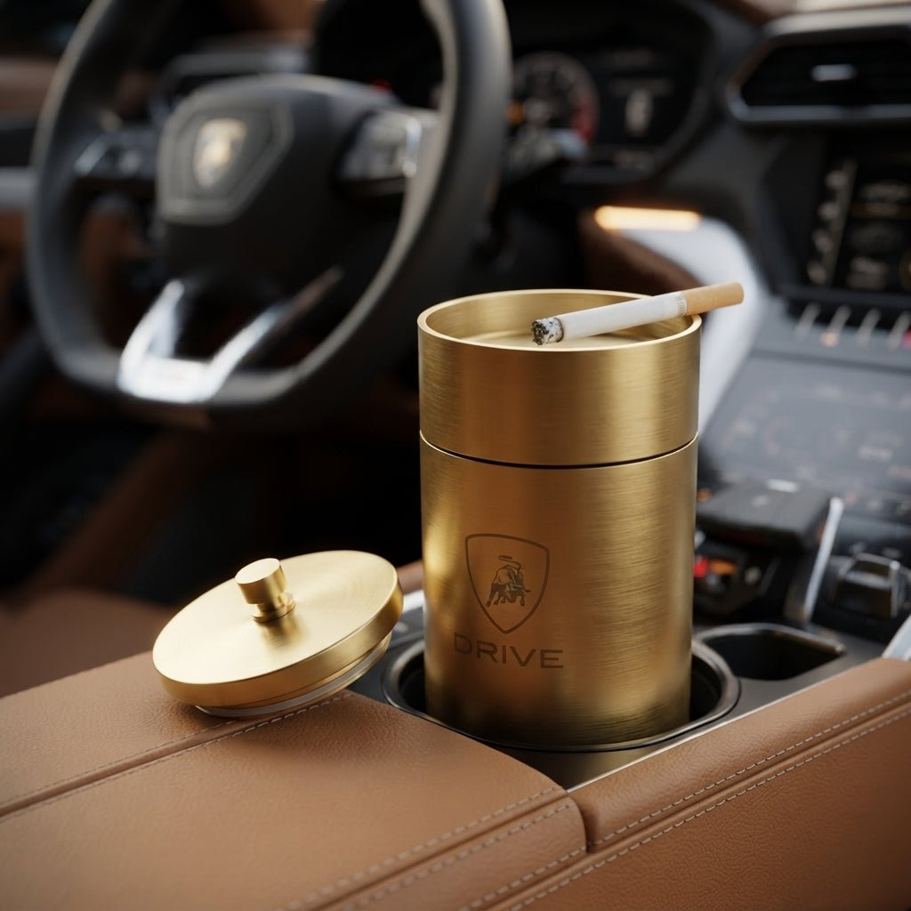 Personalized Car Ashtray with Lid Stainless Steel Smokeless Smell Proof Custom Engraved - Us Engravo