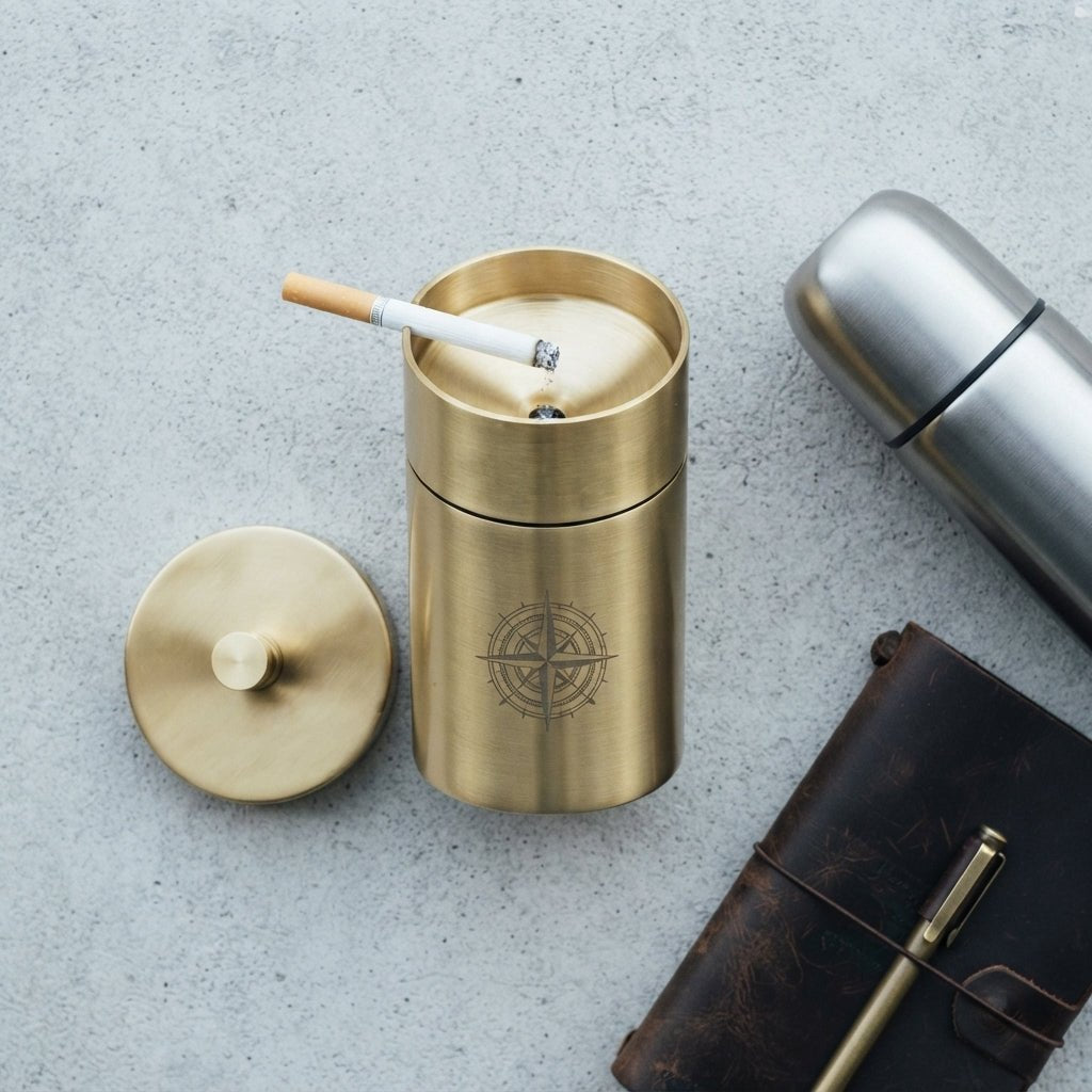 Personalized Car Ashtray with Lid Stainless Steel Smokeless Smell Proof Custom Engraved - Us Engravo
