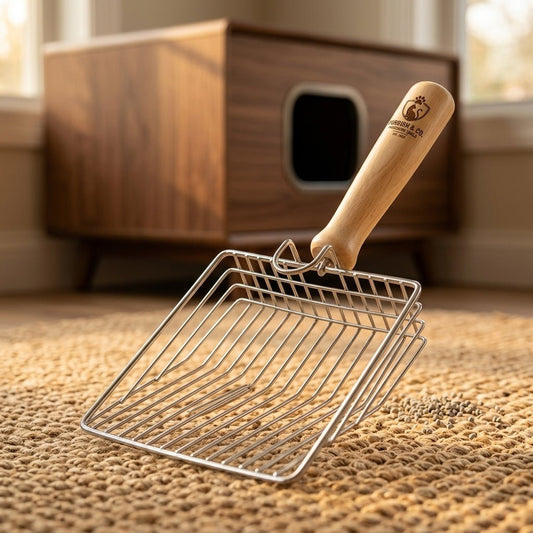 Personalized Cat Litter Scoop Stainless Steel Wooden Handle Gift for Cat Lovers Custom Engraved - Us Engravo
