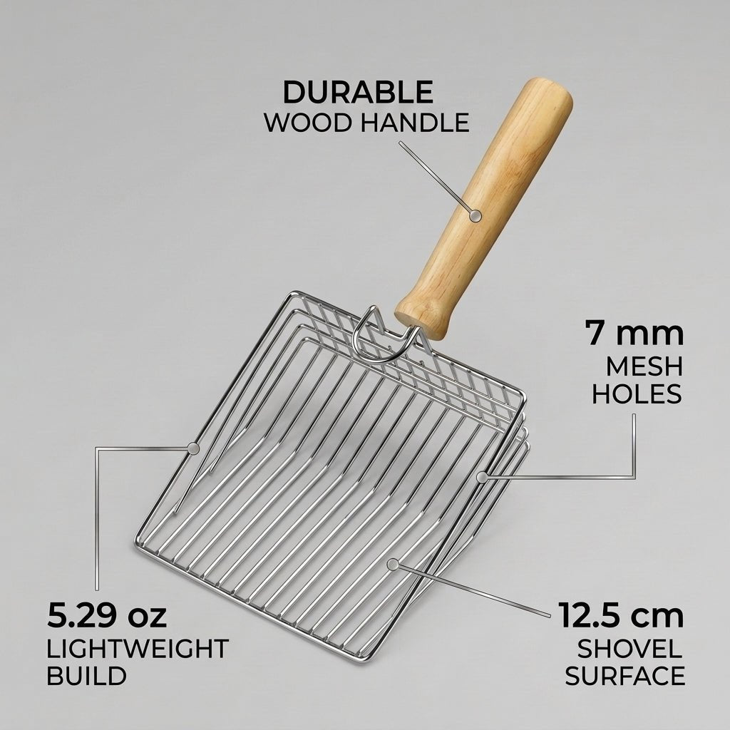 Personalized Cat Litter Scoop Stainless Steel Wooden Handle Gift for Cat Lovers Custom Engraved - Us Engravo