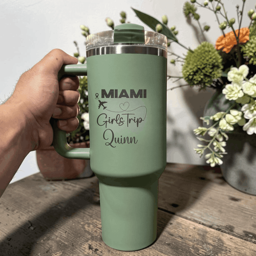 Personalized City Girls Trip 40oz Tumbler | Custom City & Name Engraved Stanley Quencher | Travel Gift - Us Engravo