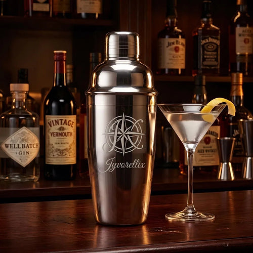Personalized Cocktail Shaker Stainless Steel with Built In Strainer Groomsmen Gift Custom Engraved - Us Engravo