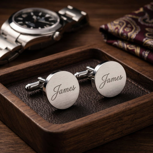 Personalized Cufflinks and Tuxedo Studs Set Stainless Steel Groomsmen Gift Custom Engraved Gift For Him - Us Engravo