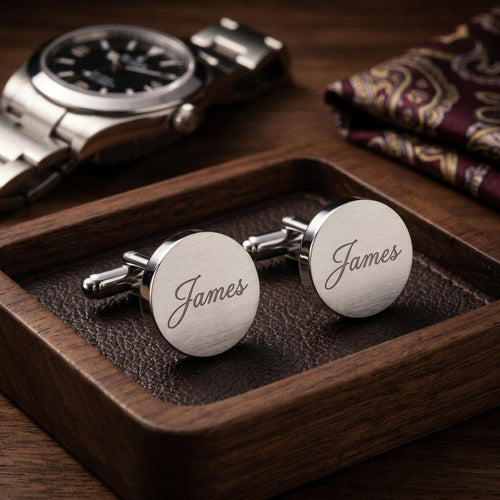 Personalized Cufflinks and Tuxedo Studs Set Stainless Steel Groomsmen Gift Custom Engraved Gift For Him - Us Engravo