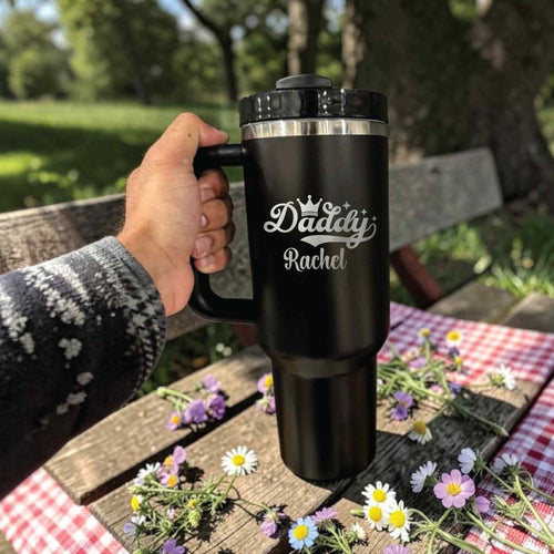 Personalized Daddy Crown Stanley 40oz Tumbler Custom Kids' Name Engraved Gift - Us Engravo