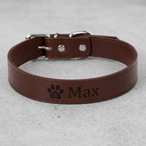 Personalized Dog Collar Soft Leather Adjustable Engraved Name Plate Custom Engraved - Us Engravo