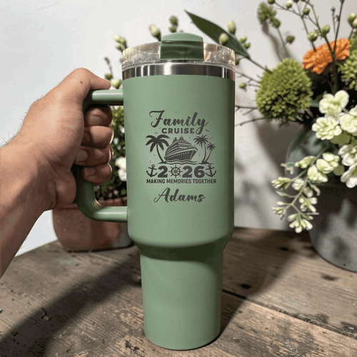 Personalized Family Cruise 2026 40oz Tumbler | Custom Name & Year Engraved Stanley Quencher - Us Engravo