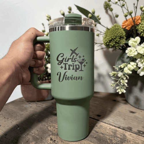 Personalized Girls Trip 40oz Tumbler | Custom Engraved Stanley Quencher | Girls Vacation Gift - Us Engravo