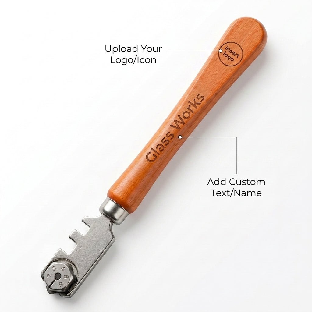 Personalized Glass Cutter 6 Wheel Tungsten Carbide with Wood Handle for Stained Glass and Mosaic Custom Engraved - Us Engravo