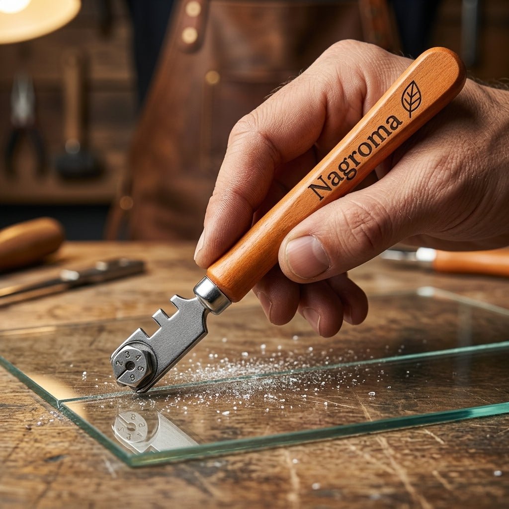 Personalized Glass Cutter 6 Wheel Tungsten Carbide with Wood Handle for Stained Glass and Mosaic Custom Engraved - Us Engravo