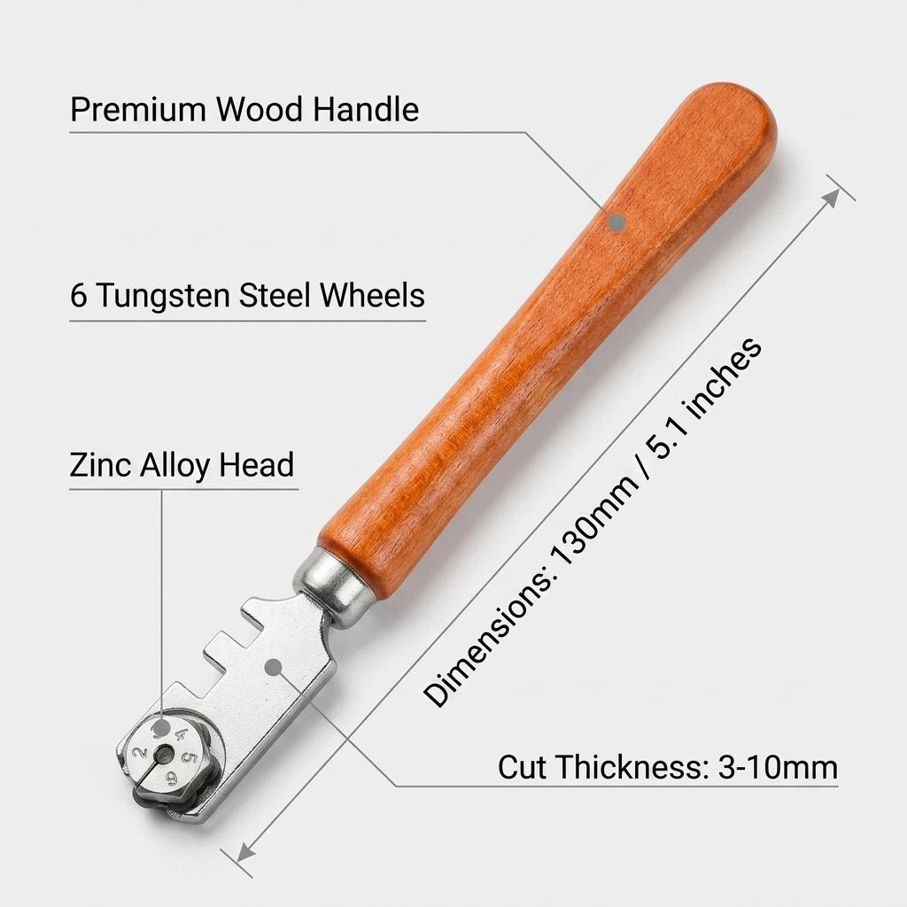 Personalized Glass Cutter 6 Wheel Tungsten Carbide with Wood Handle for Stained Glass and Mosaic Custom Engraved - Us Engravo