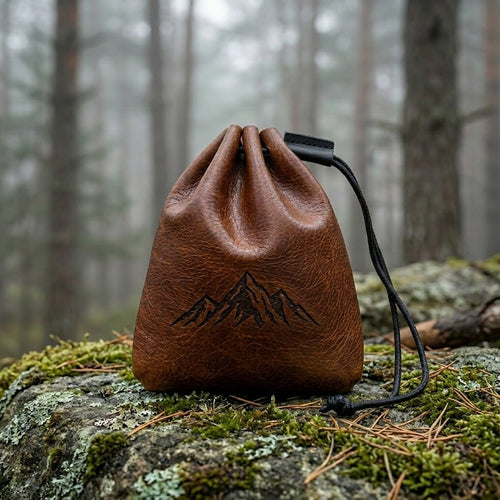 Personalized Leather Drawstring Pouch Coin Purse Cowhide Storage Bag Custom Engraved - Us Engravo