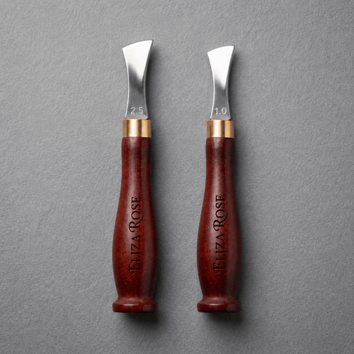 Personalized Leather Edge Creaser Set Stainless Steel Wood Handle Custom Engraved - Us Engravo