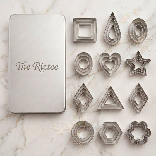 Personalized Mini Cookie Cutter Set Stainless Steel Polymer Clay and Fondant Shapes with Engraved Tin - Us Engravo