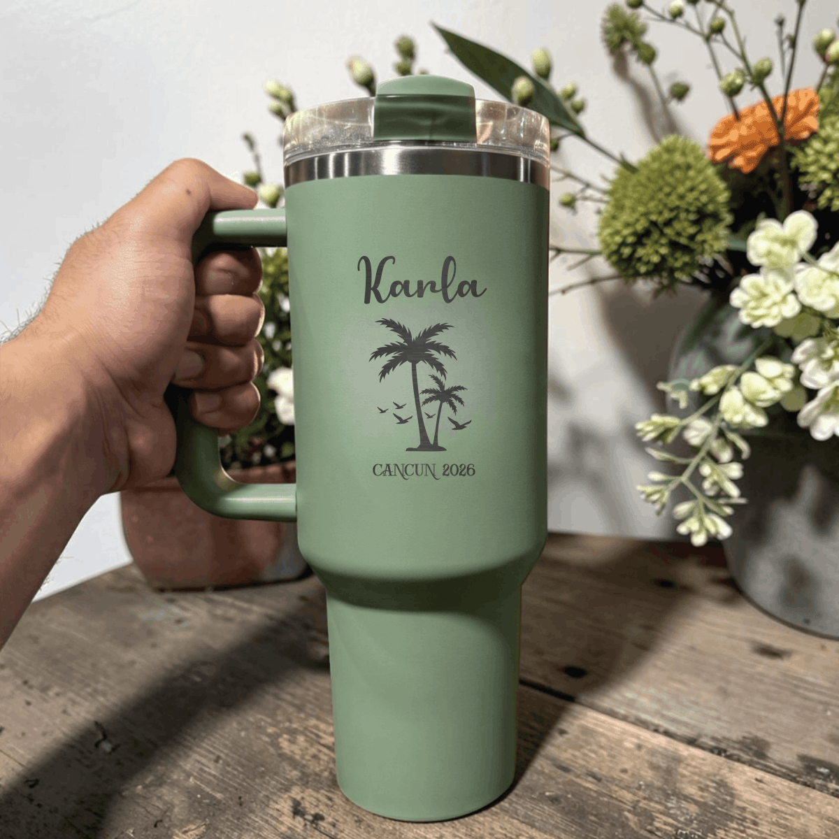 Personalized Name Location Year 40oz Tumbler | Custom Engraved Stanley Quencher | Vacation Memory Gift - Us Engravo