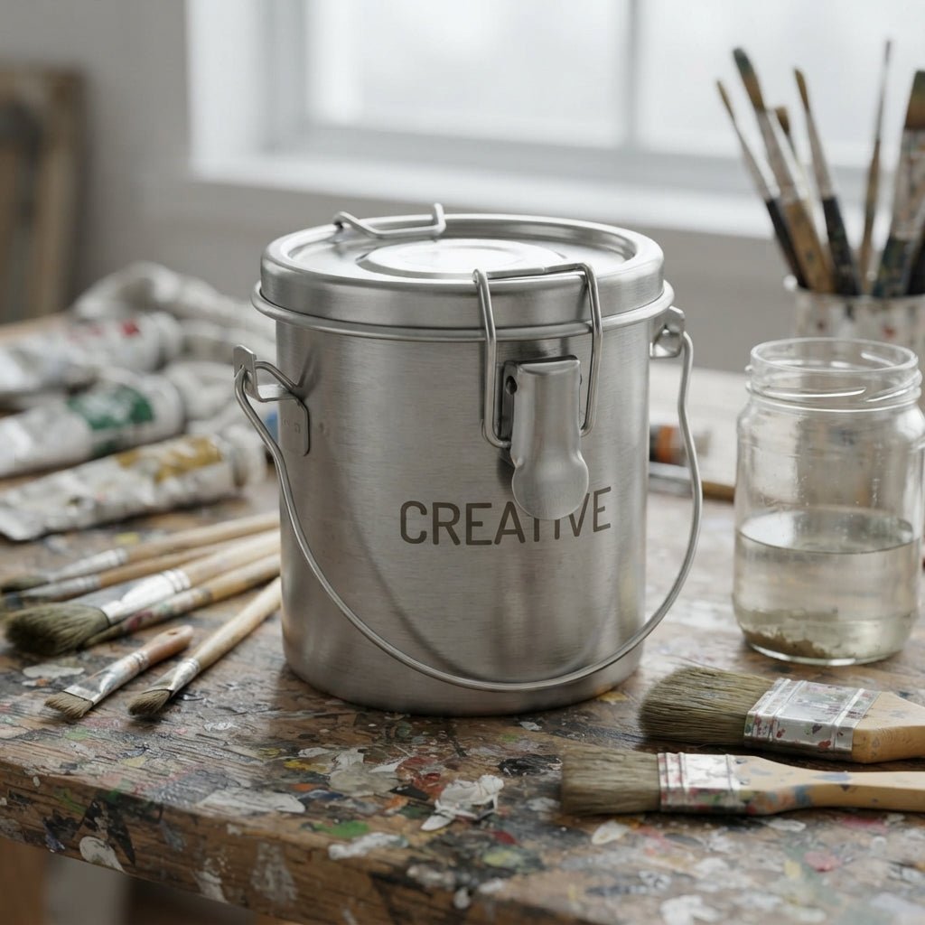 Personalized Paint Brush Washer Stainless Steel Airtight Cleaner for Oil and Acrylic Painting Custom Engraved - Us Engravo
