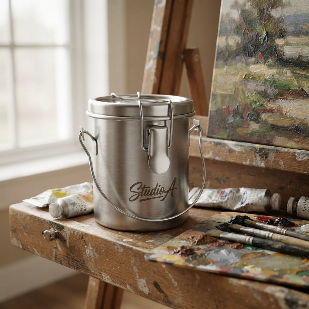 Personalized Paint Brush Washer Stainless Steel Airtight Cleaner for Oil and Acrylic Painting Custom Engraved - Us Engravo