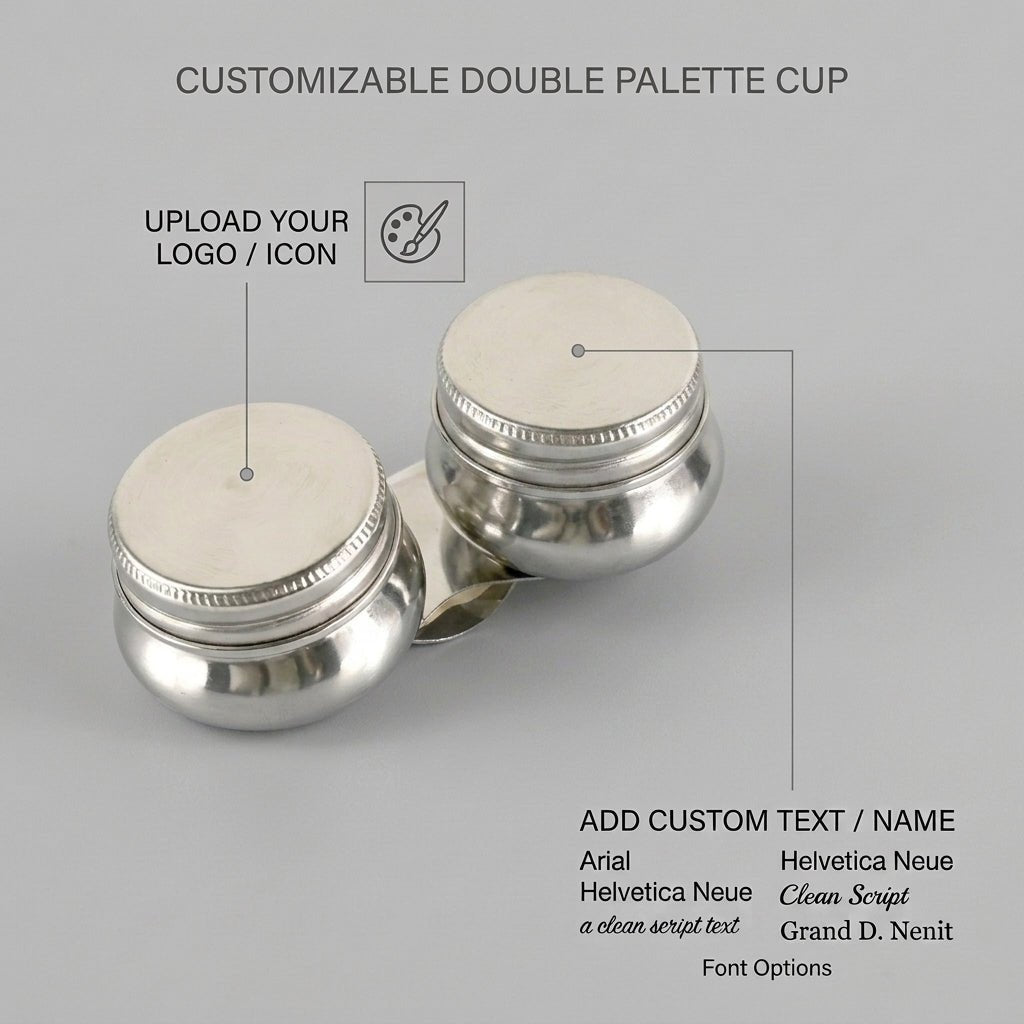 Personalized Palette Cup Double Dipper Stainless Steel with Clip and Screw Lids for Oil and Acrylic Painting Custom Engraved - Us Engravo