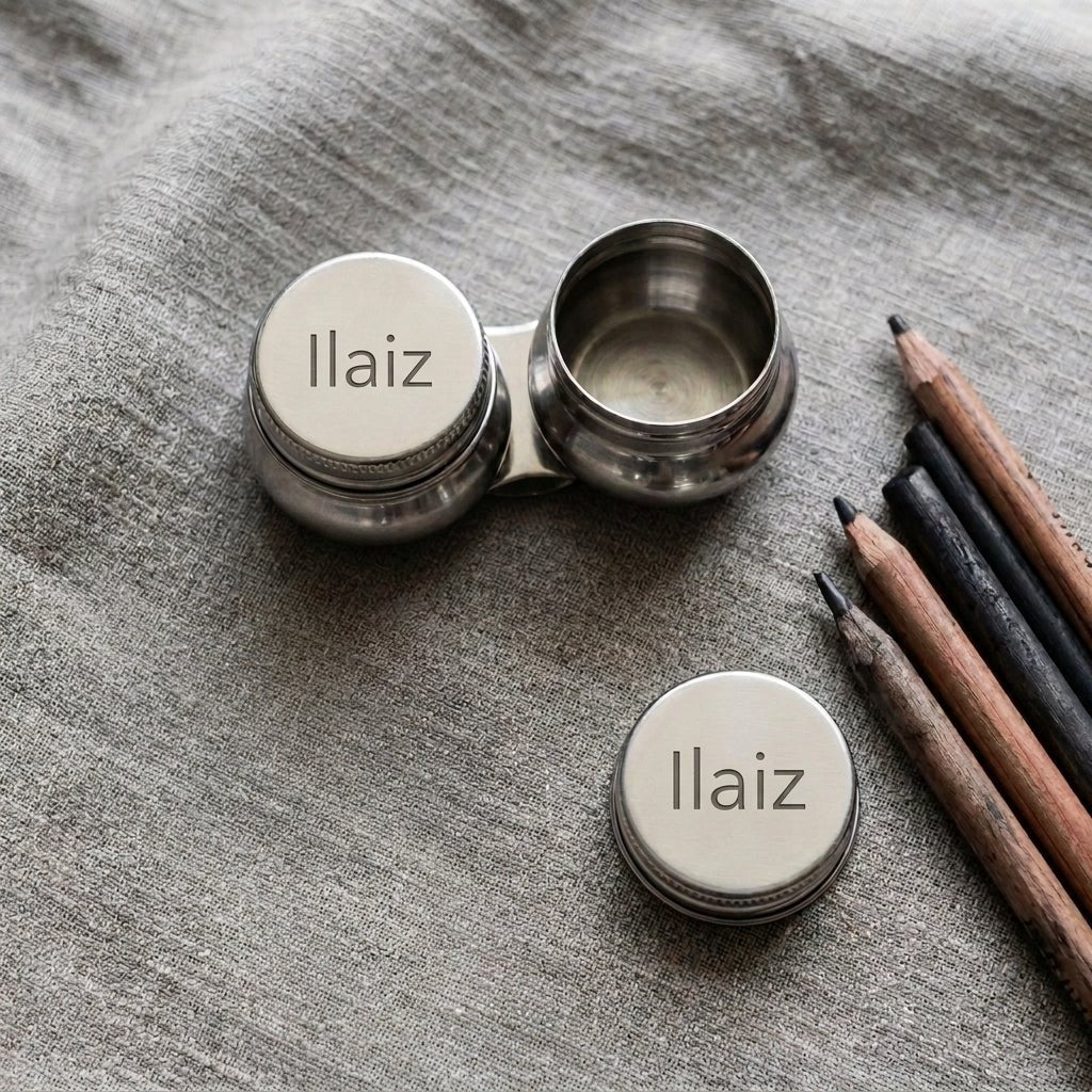 Personalized Palette Cup Double Dipper Stainless Steel with Clip and Screw Lids for Oil and Acrylic Painting Custom Engraved - Us Engravo