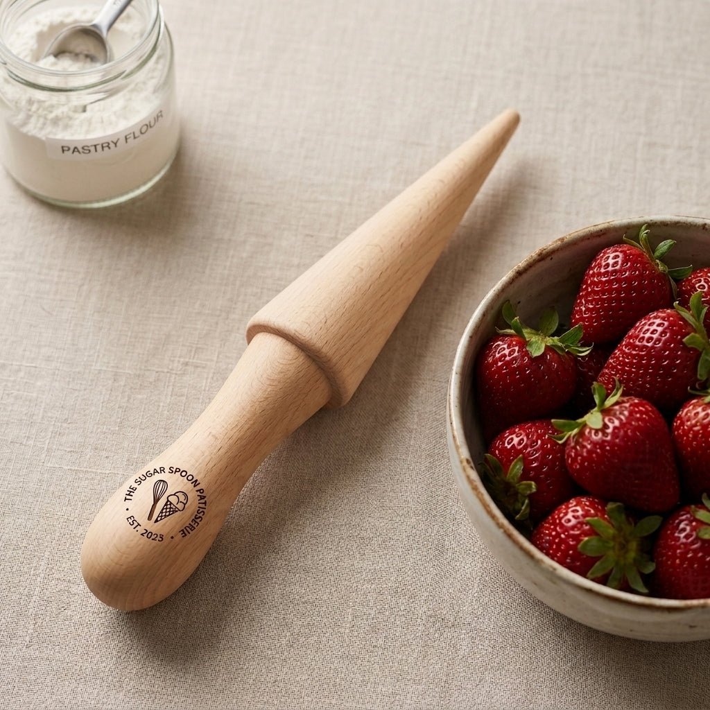 Personalized Pizzelle Roller Wooden Cream Horn and Waffle Cone Mold for Baking Custom Engraved - Us Engravo
