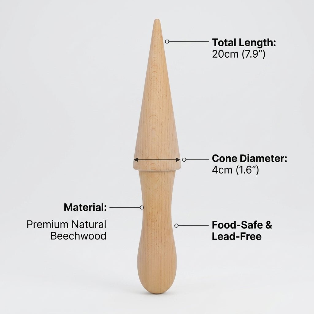 Personalized Pizzelle Roller Wooden Cream Horn and Waffle Cone Mold for Baking Custom Engraved - Us Engravo