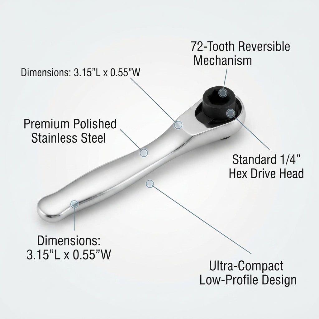 Personalized Right Angle Screwdriver Mini Ratchet 1/4 Inch Bit Driver for Tight Spaces Gift for Him Custom Engraved - Us Engravo