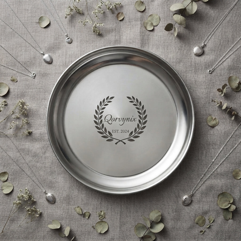 Personalized Ring Dish Silver Stainless Steel Round Trinket Tray Wedding Gift Custom Engraved - Us Engravo