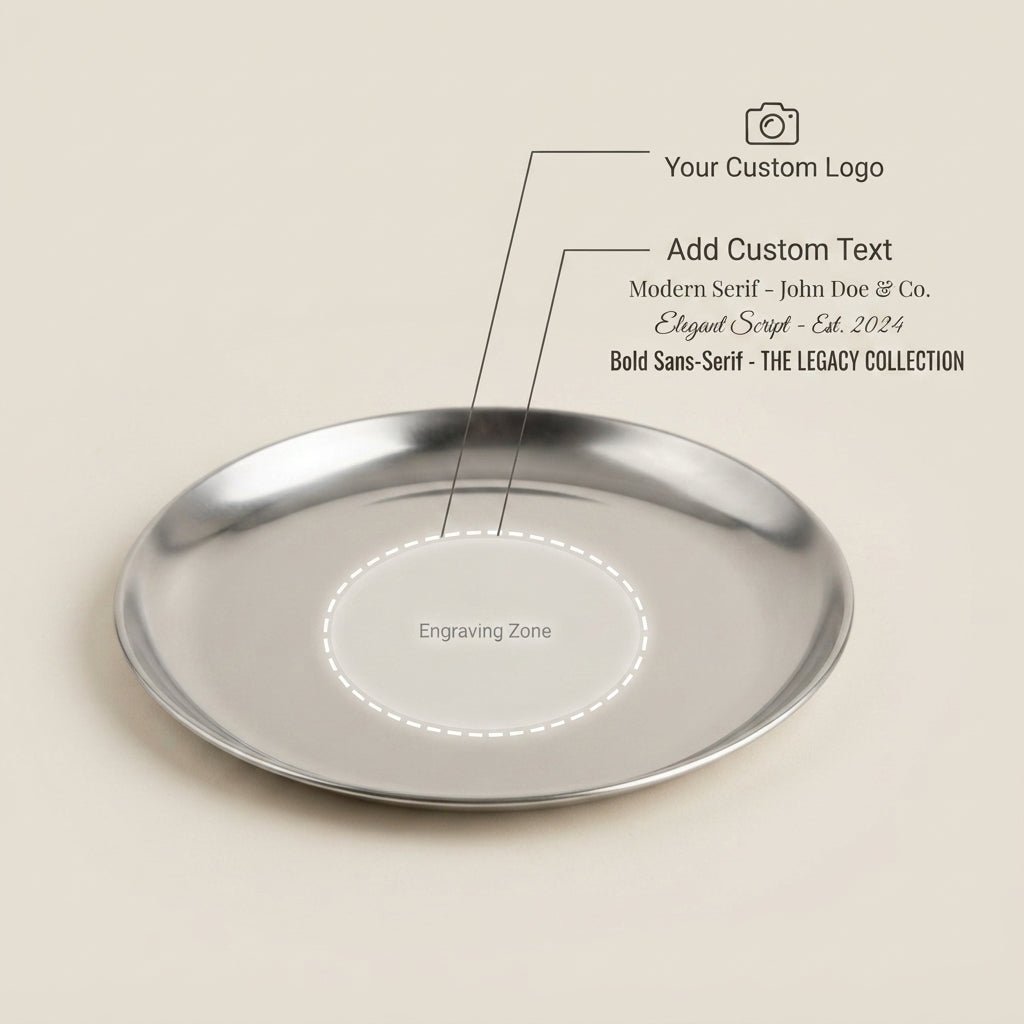 Personalized Ring Dish Silver Stainless Steel Round Trinket Tray Wedding Gift Custom Engraved - Us Engravo